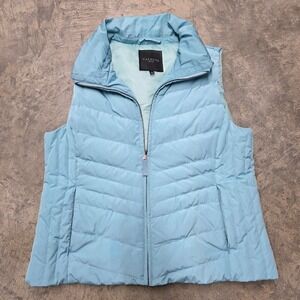 Talbots Petite Puffer Down Vest Light Blue Zip XL